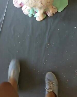 Stepping on a squishy ice cream cushion