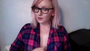 Pink hair, glasses, flannel &amp; cleavage