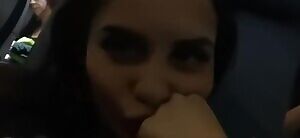 Extremely risky masturbation on plane