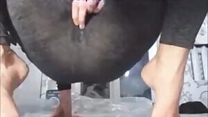 Powerful Squirting In Grey Leggings