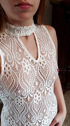 My cute perky nipple couldn't help but pop out while I tease myself