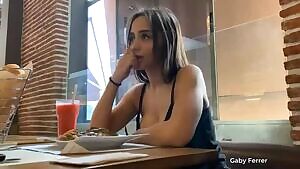 Hot Latina Is Distracted While She Eats
