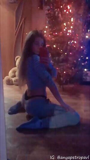 Russian girl showing off her socks while she flexes booty