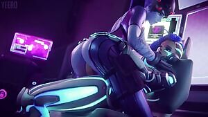 Widowmaker riding Futa Sombra,