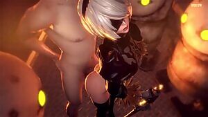 2B getting fucked from behind