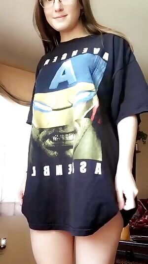 Showing off what's under her shirt