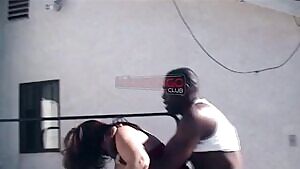 Curvaceous Wife Taking bareback BBC outside while cuckold is at work...
