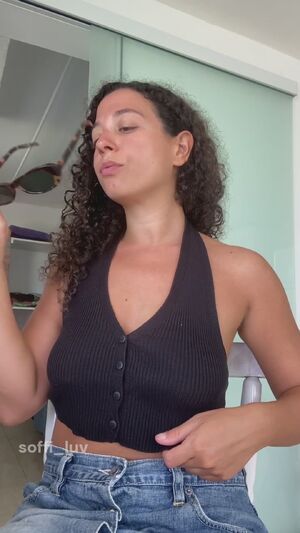 Underneath Braless Brunette Curly Hair Latina