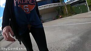 Flashing my pussy and boobs now that its not as busy out!