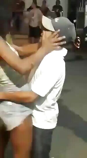 A man being manhandled...