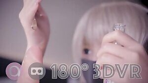 Training handjob with dildo in cosplay VR