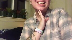 Playing with my titties in flannel