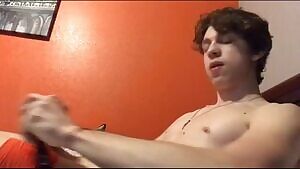 College guy jerking off his big cock