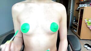 Corona Chan Cosplay Body Painting Tiny Tits by Blogika