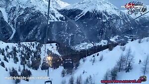 Daring Amateur Risky Public Swallow on the Teleferic