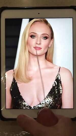 Blasting Sophie Turners chest and face