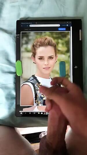 1 of my big hard buds jerkin and cumming over Emma Watson - I fed him pics 2 jerk and edge over her first - if u have a big cock and a second screen I will feed u lots of celebs, porn or my girls 4 u to jerk over - add hertsgirls on k1k - second screen requires