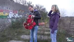 Trashy Blonde Fucking and Sucking Outdoors