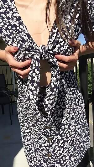 Tie front dress provides easy access... to my titties! :p