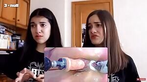 two girls scream and cry as machine double dildo gapes camgirls ass!