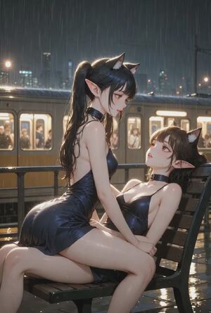 Girl on Girl Ai Generated Anime Catgirl